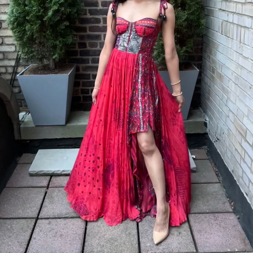 Saaksha & Kinni Printed Corset Slit Dress, Size XS